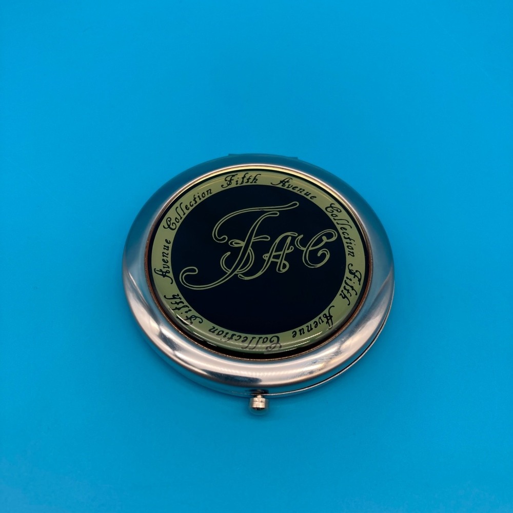 Vintage Fifth Avenue Collection FAC Pocket Mirror Dual Compact Silver Gold Tone